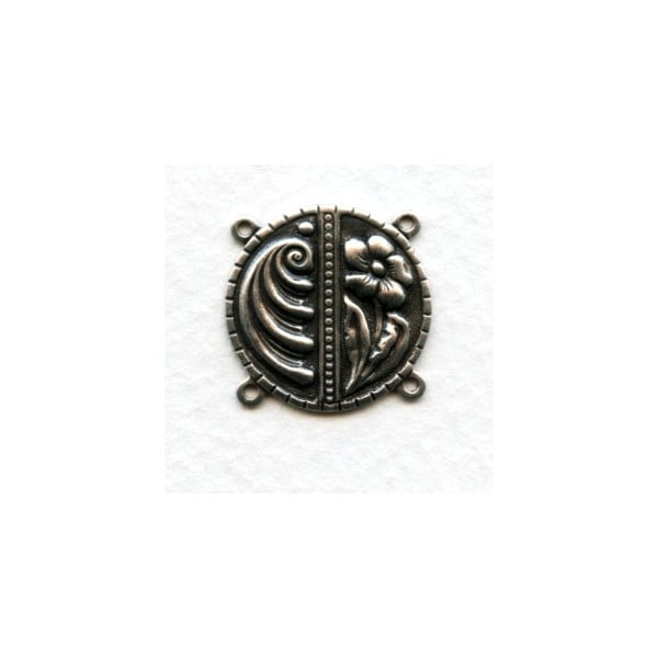 Floral 4 Loop Connectors Oxidized Silver 19mm (6)