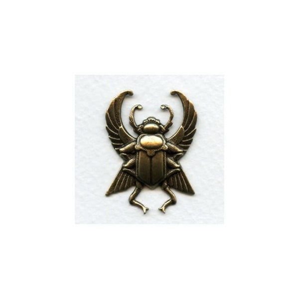 Winged Egyptian Beetle Oxidized Brass 35mm (1)