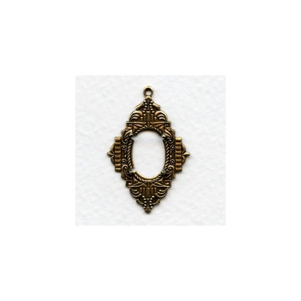 Elaborate Deco Style 14x10mm Setting Oxidized Brass (1)