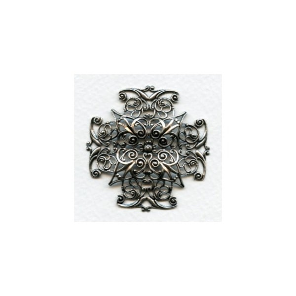 Ornate Filigree 47mm Cross Shape Oxidized Silver (1)