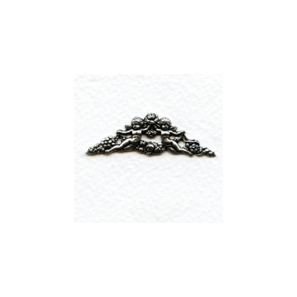 Rose and Cherub Swag Stamping Oxidized Silver (2)