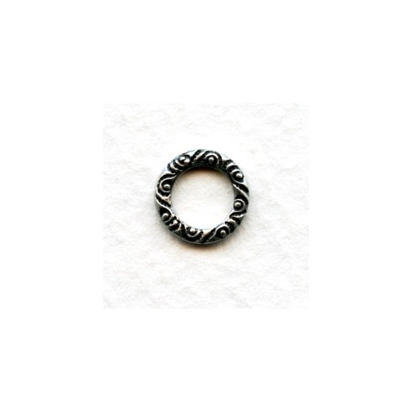 Scroll Edge 9.5mm Connector Ring Oxidized Silver (12)