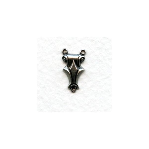 Elegant Deco Style 3-way Connectors Oxidized Silver (12)