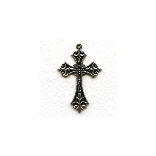 Ornate Small Cross Pendants Oxidized Silver (3)