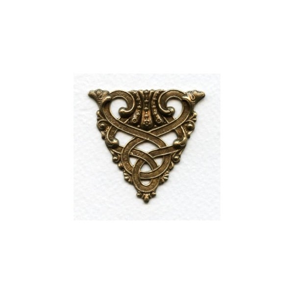 Celtic Design Ornate Triangle Stamping Oxidized Brass (1)