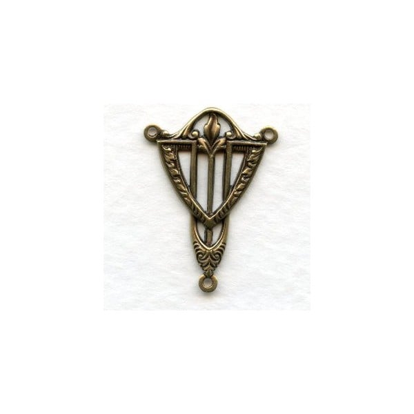 Art Deco Style Focal Point 3-Way Brass Ox Connectors (6)