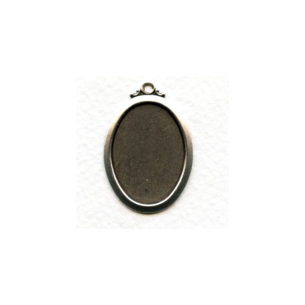 Elegant Simple Pendant Settings 25x18mm Oxidized Silver (6)