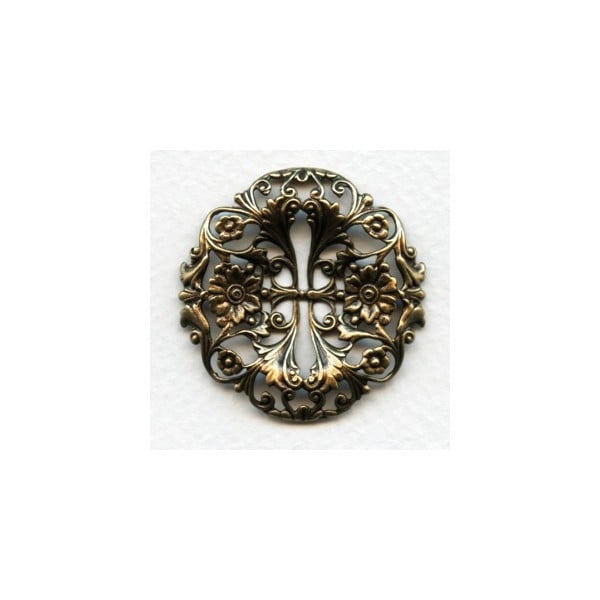 Flower Garden Filigree Oxidized Brass 39mm (1)