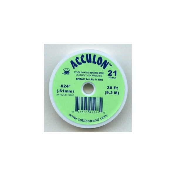 ^Acculon .61mm Antique Gold Nylon Coated Beading Wire (30 Ft.)