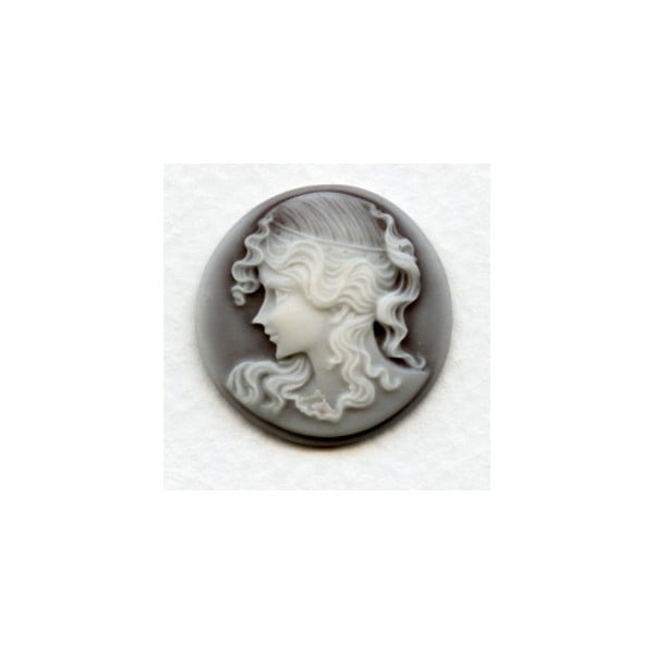 Art Nouveau Style Cameos Ivory on Brown 25mm Round (3)