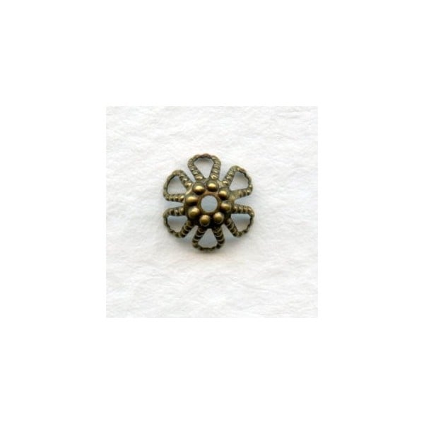 Nailhead Detail Bead Caps Oxidized Brass 7mm (24)