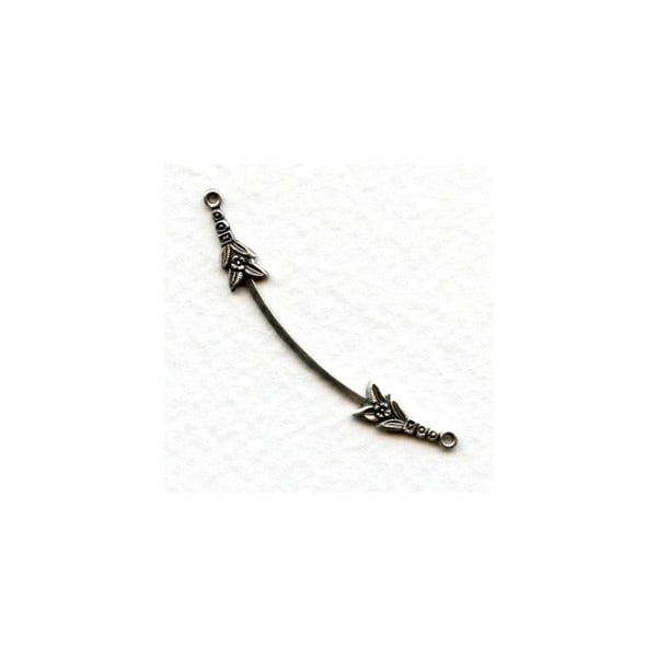 Curved Floral Connector Oxidized Silver (6)