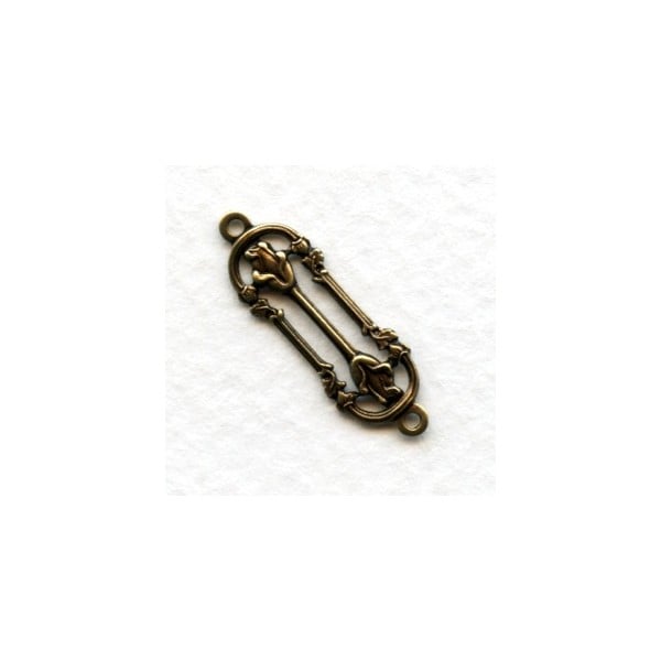 Rosebud Detail Connectors 23mm Oxidized Brass (12)