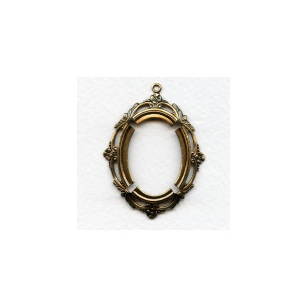 Delicate Floral Edge Setting 30x22mm Oxidized Brass (1)
