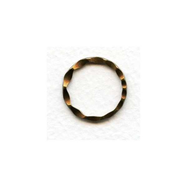 Hammered Round 21mm Connector Rings Oxidized Brass (6)