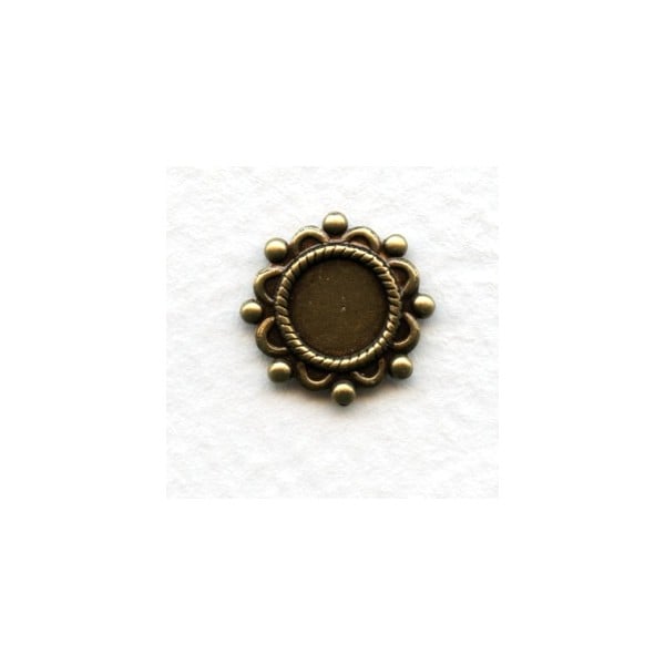 Ornate Details Oxidized Brass Settings 7mm (6)