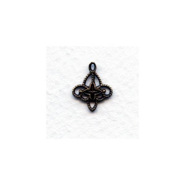 Filigree Connector Drops Oxidized Brass 13x11mm (12)