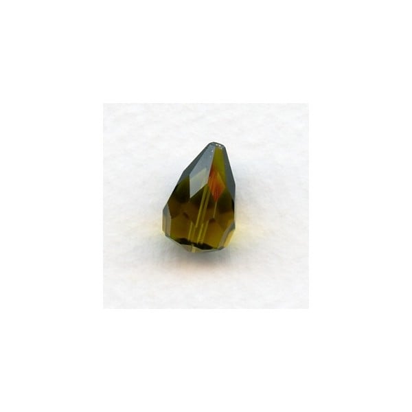 Olivine Machine Cut Glass Tear Drop Beads 13x9mm