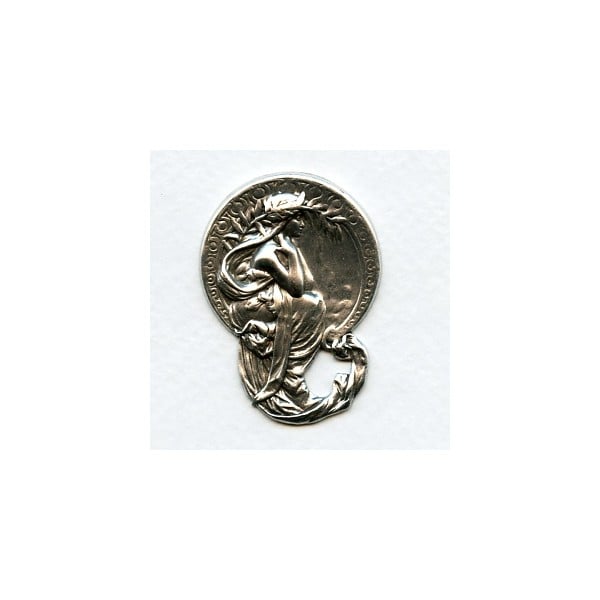 Art Nouveau Maiden Medallion Oxidized Silver (1)