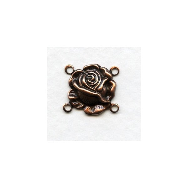 Small Rose Connectors Oxidized Copper 14mm (12)
