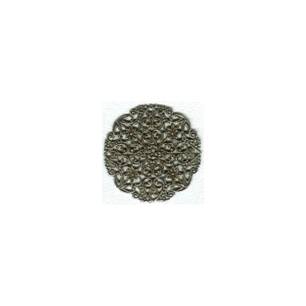 Ornate Round Flat Filigree Oxidized Silver (1)