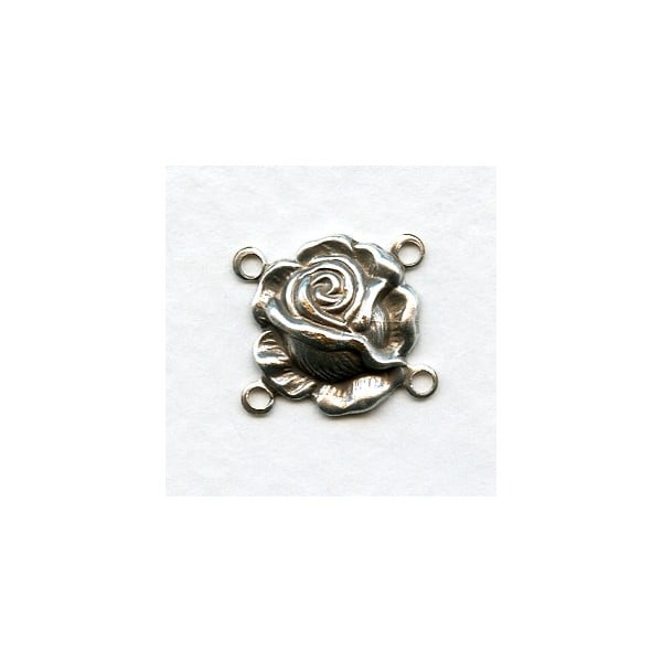 Small Rose Connectors Oxidized Silver 14mm (12)