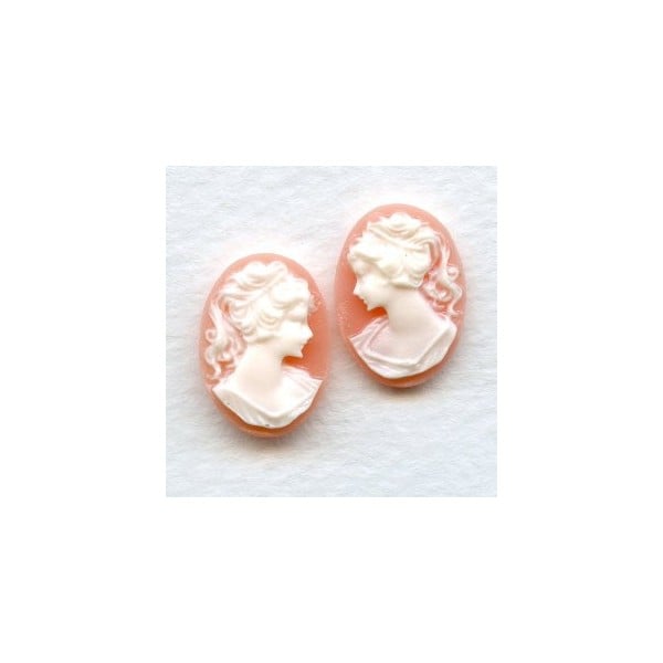 Cameos Girl in a Ponytail Ivory on Angel Skin 18x13mm (3 sets)