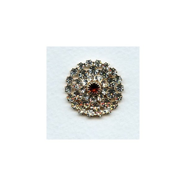 Round Multi Stone Component Crystal and Smoke Topaz 24mm (1)