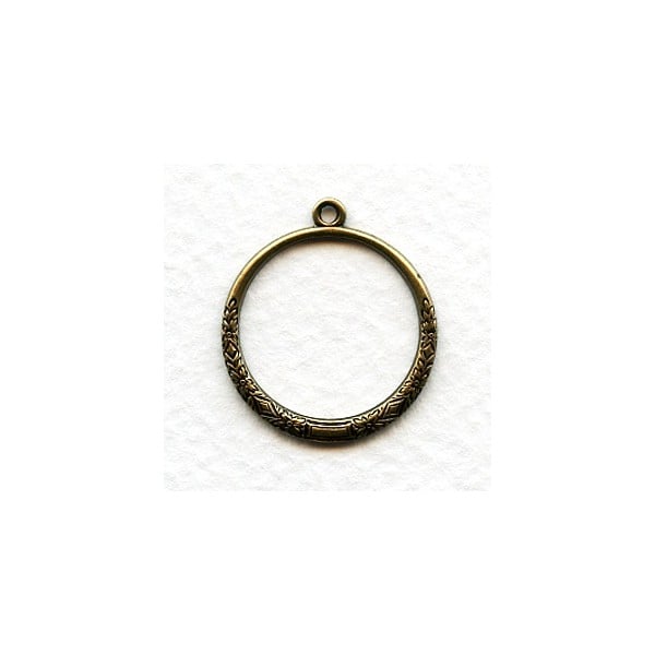 Decorative Hoop Pendants Oxidized Brass 22mm (4)