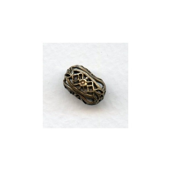 Barrel Shaped Filigree Beads 15mm Oxidized Brass (6)