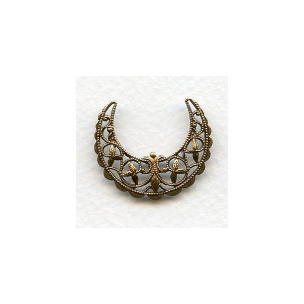 Half Moon Crescent Filigree Stamping Oxidized Brass (3)