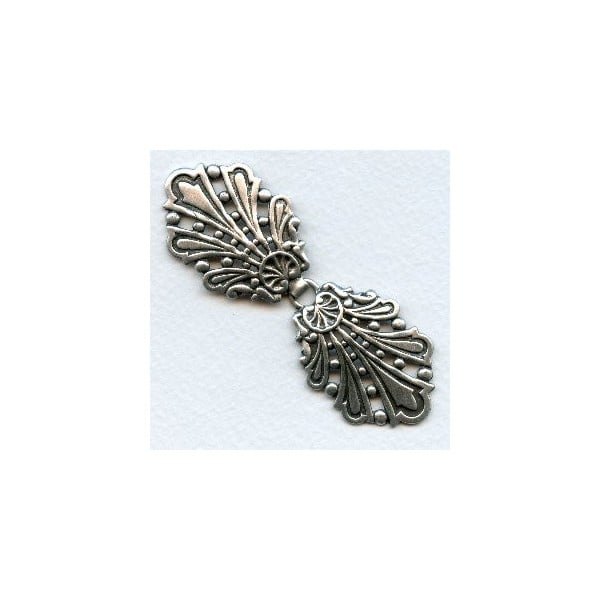 Hook or Buckle Stampings Oxidized Silver (1 set)