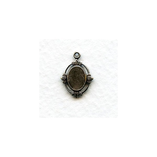 Floating Leaves Settings 8x6mm Oxidized Silver (12)