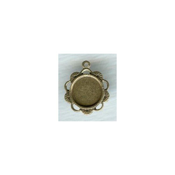 ^Ornate Pendant 9mm Settings Oxidized Brass (6)