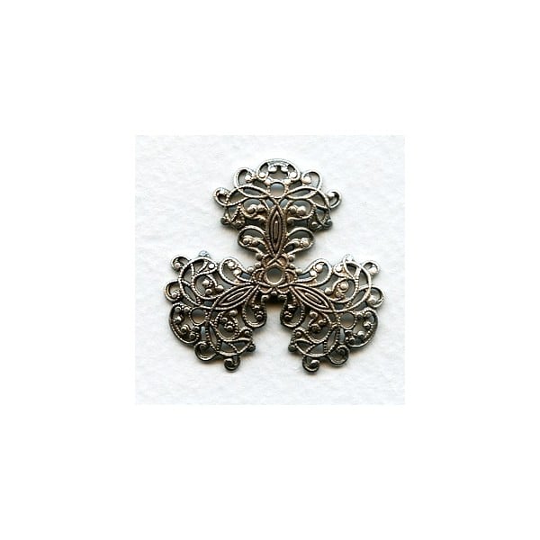 Three Petal Filigree Oxidized Silver 36mm (6)