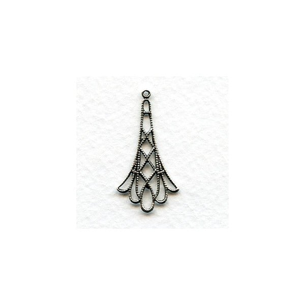 Filigree Drop Connectors Oxidized Silver 32mm (6)