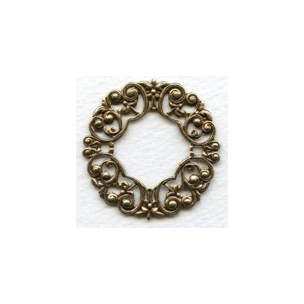 Ornate Flourishes Oxidized Brass Openwork Frame