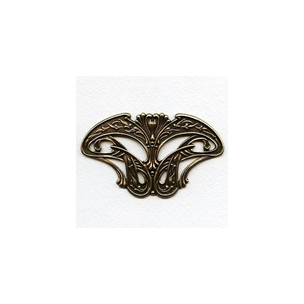 Art Nouveau Style Grand Oxidized Brass Stamping (1)