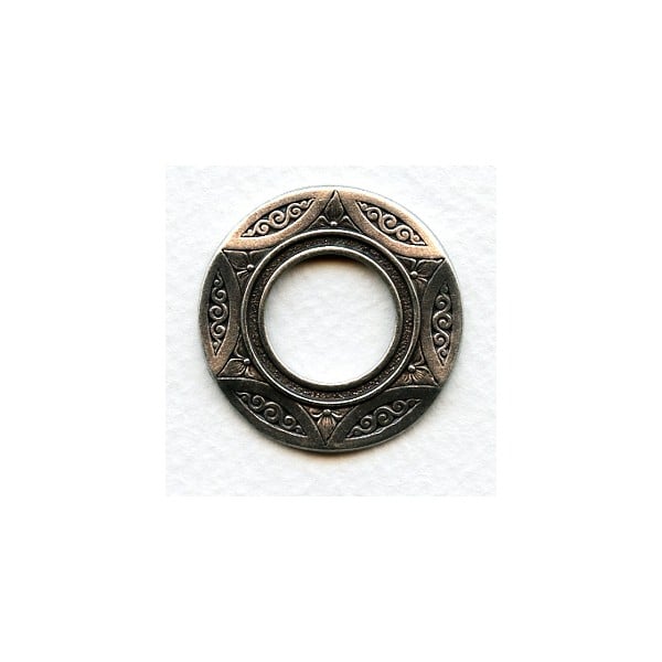 Art Deco Style Porthole Setting Oxidized Silver 35mm (1)
