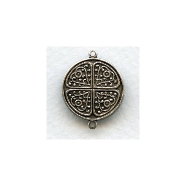 Embossed Disc Connectors Oxidized Silver 22mm (6)