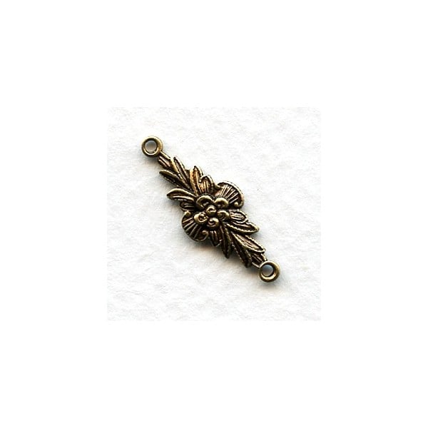 Connectors Floral Details 2 Loops Oxidized Brass (6)