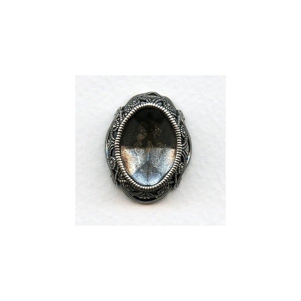 Filigree Edge 18x13mm Oval Setting Oxidized Silver (1)