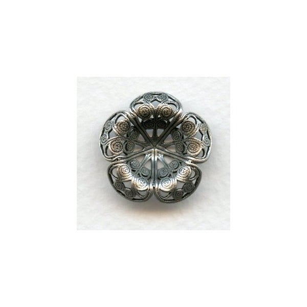 Filigree Flowers with 6mm Well Oxidized Silver (2)