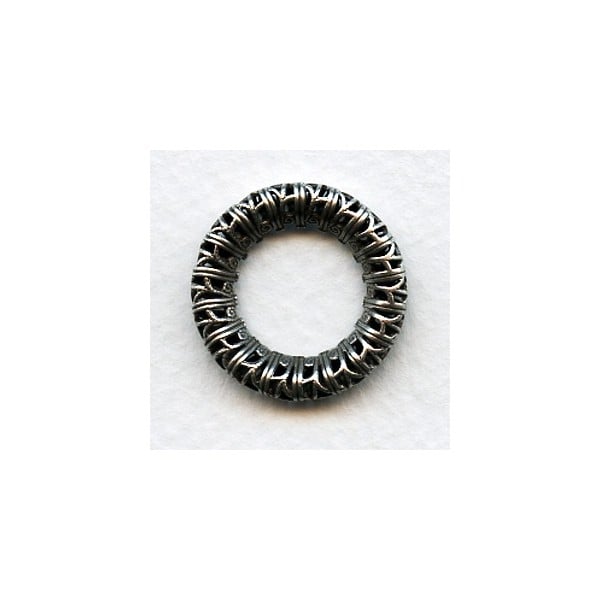 Filigree 23mm Ring Link Connectors Oxidized Silver (2)