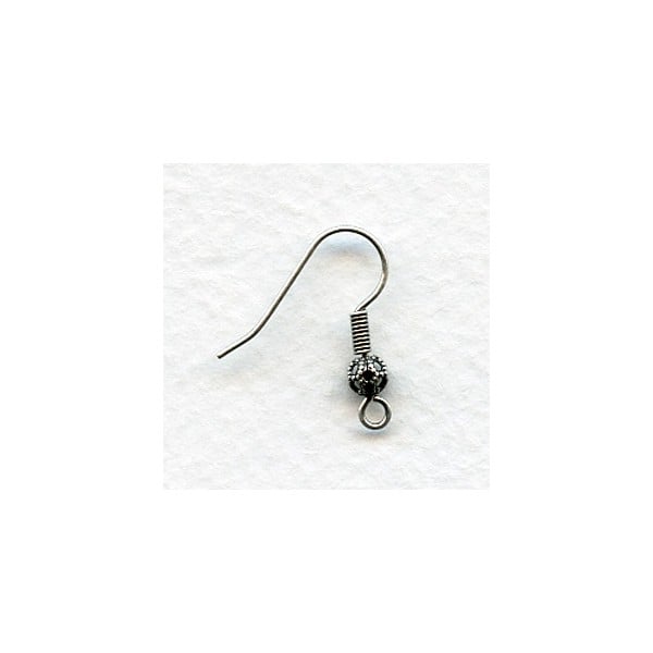 Fish Hook Earring Finding Filigree Bead Oxidized Silver (24)