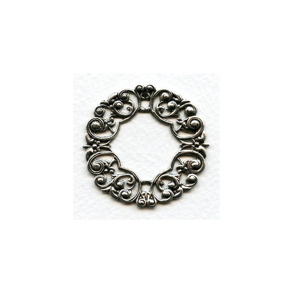 Ornate Flourishes Oxidized Silver Openwork Frame (1)