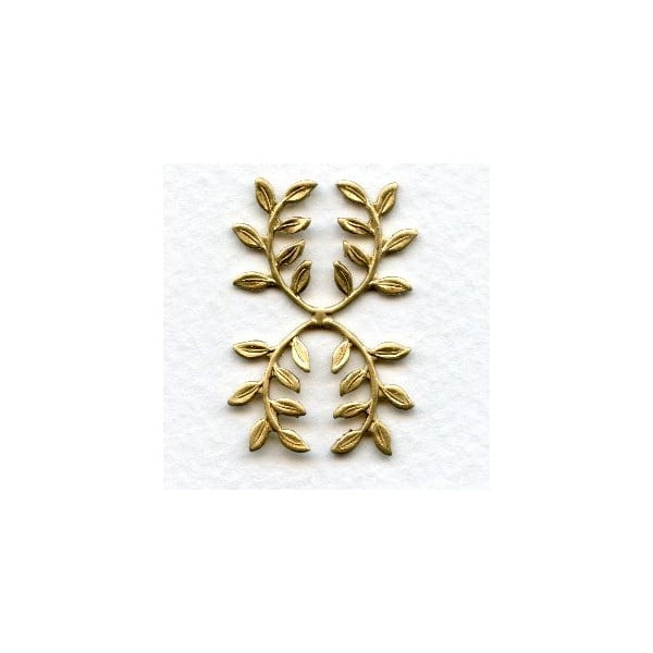 Double Leaf Spray Raw Brass 34mm (6)