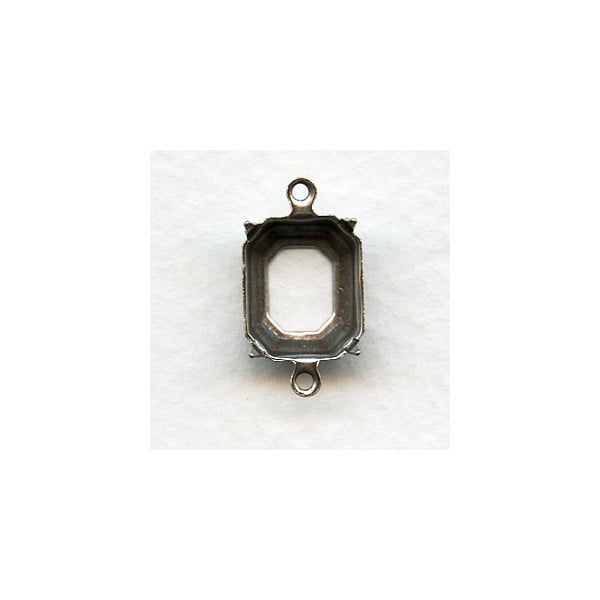 Open Back 12x10mm Setting Connectors Oxidized Silver (12)