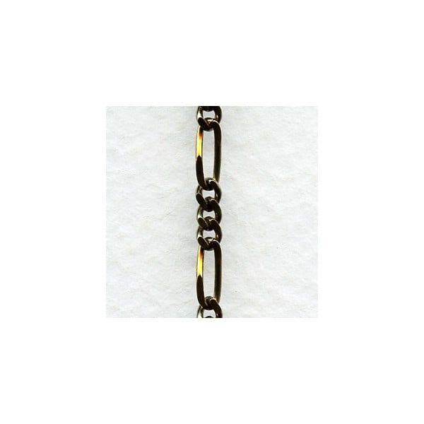 Figaro Chain Antique Gold Plated Long and Short Links (3ft)