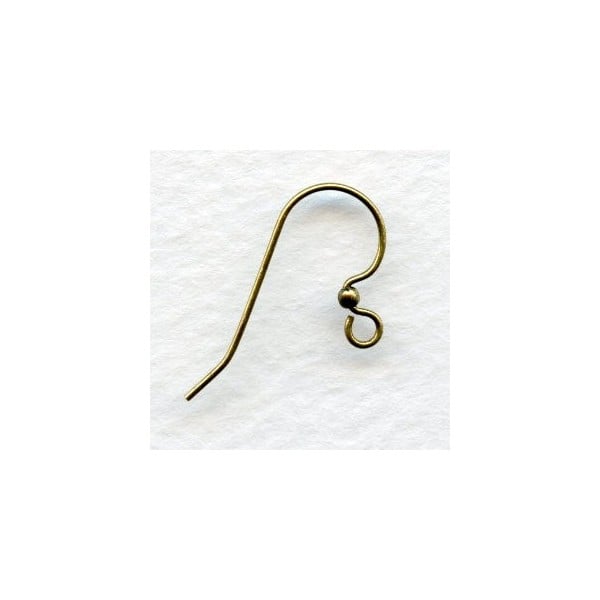 Simple Hook and Bead Earring Findings Oxidized Brass (24)